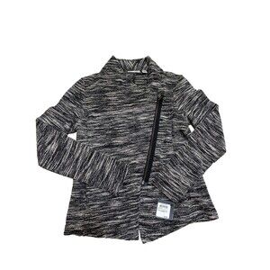 NEW $89 Halogen Womens XS  Zip Up jacket Black Ivory Tweed Asymmetrical
